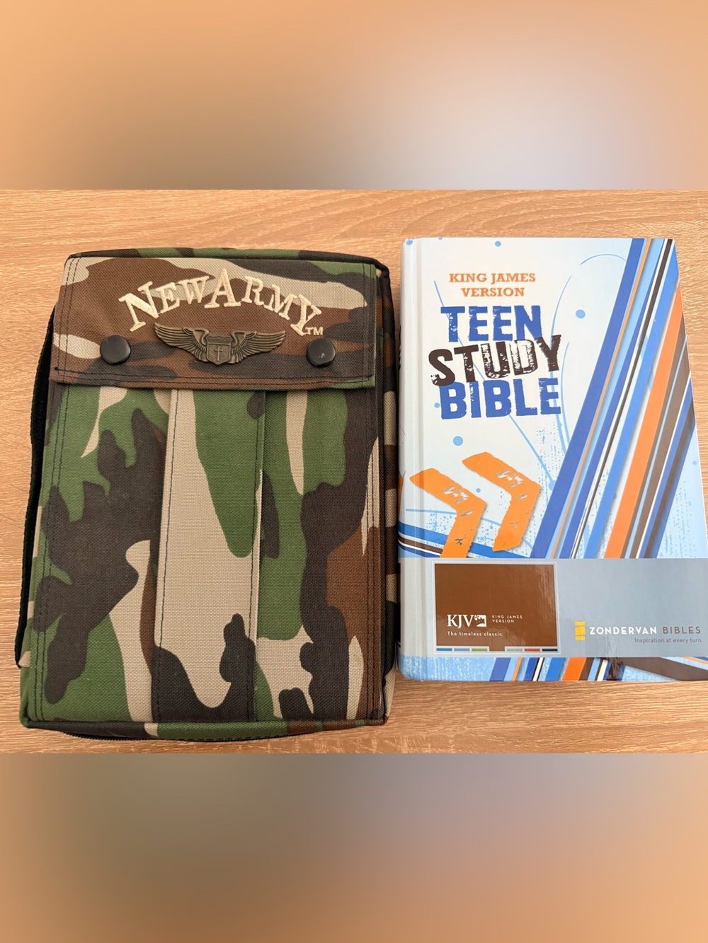 Teen study Bible and NEWARMY Camouflage Bible Cover King James Version